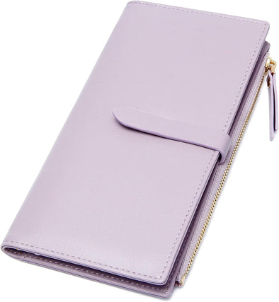 Women Wallet Ultra Slim RFID Credit Card Holder Thin Bifold Clutch Checkbook Wallets with Zipper Pocket