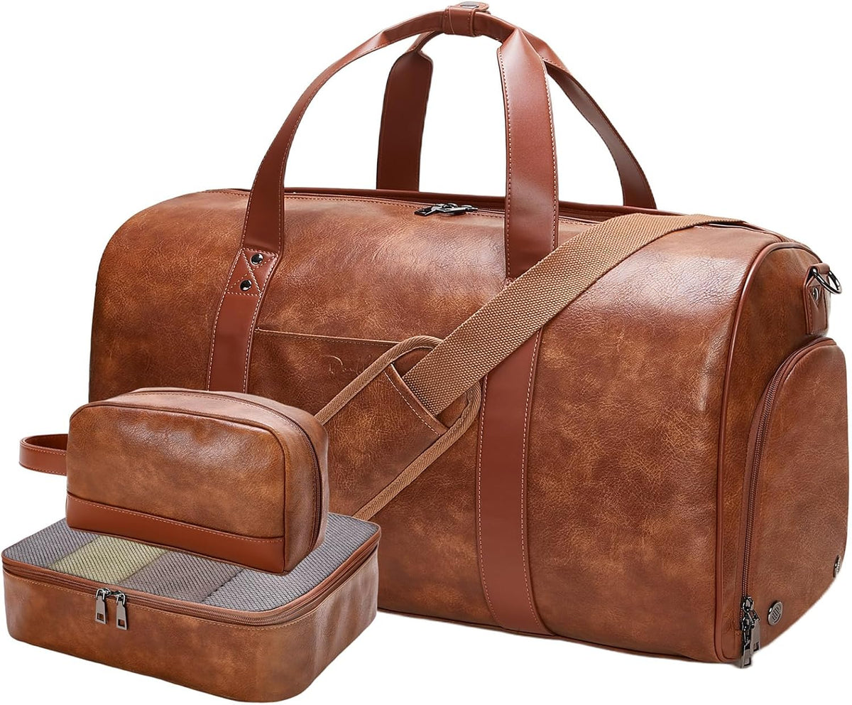 d3 traveller model duffel bag Double Bus 3-in-1 Leather Travel Duffle Bag Set – Kinzd