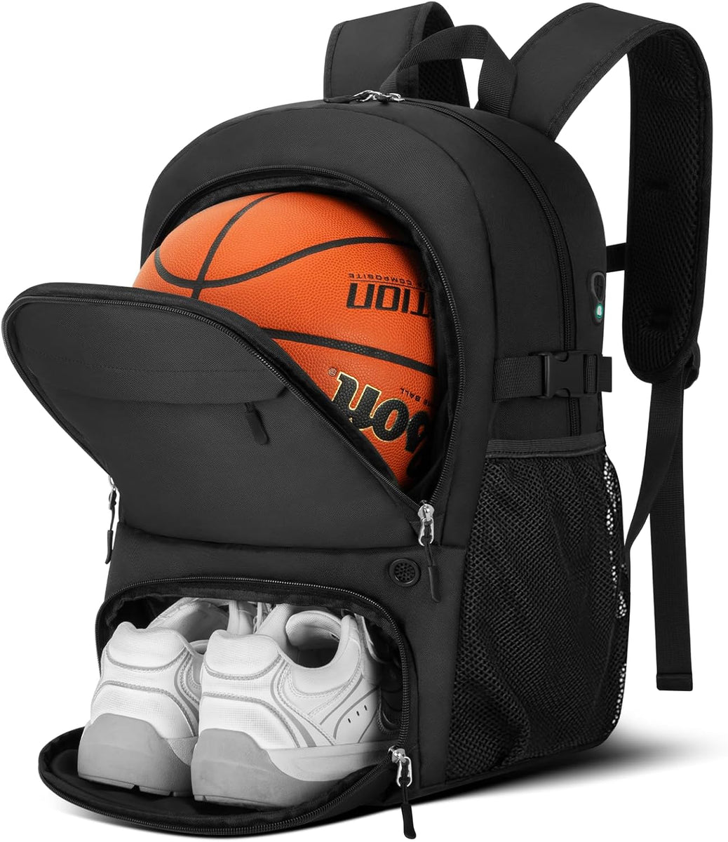 bagland roomy laptop and basketball backpack Basketball Backpack with Ball and Shoe Compartment for Soccer & Volleyball