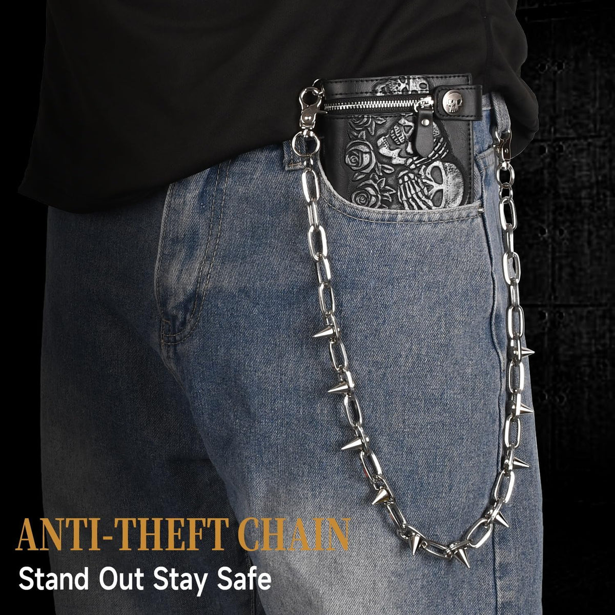 PEEL&LIFT WALLET CHAIN カラー:galvanize ZEKEE Wallet Chain | Rivet Punk Biker Pant Chain – Kinzd