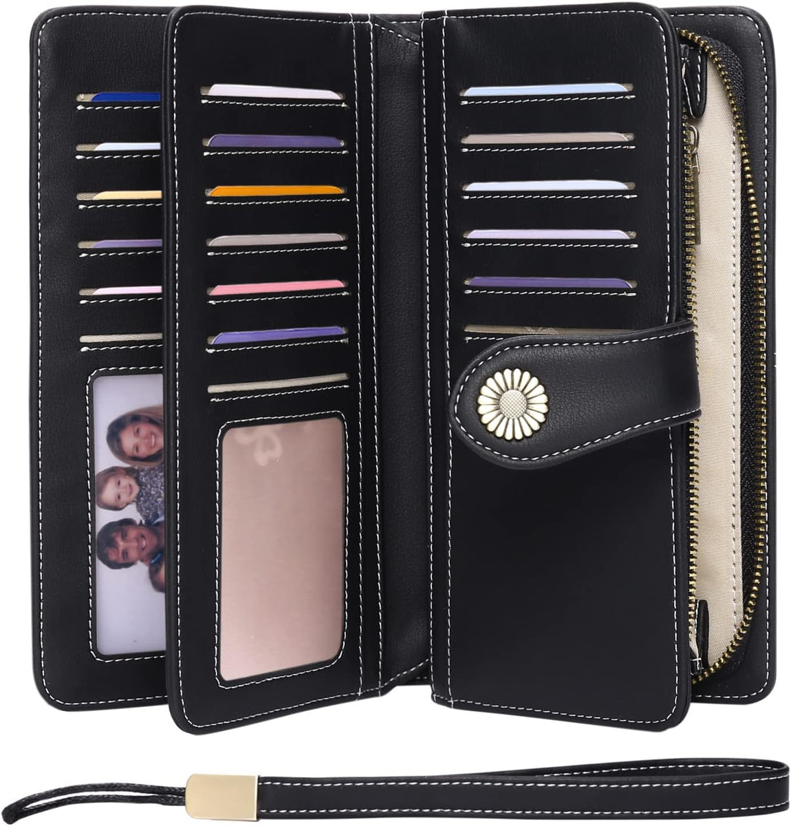AFPANQZ Women's RFID Clutch Wallet - Tri-Fold With Phone Holder, Card Slots & Zipper Pocket