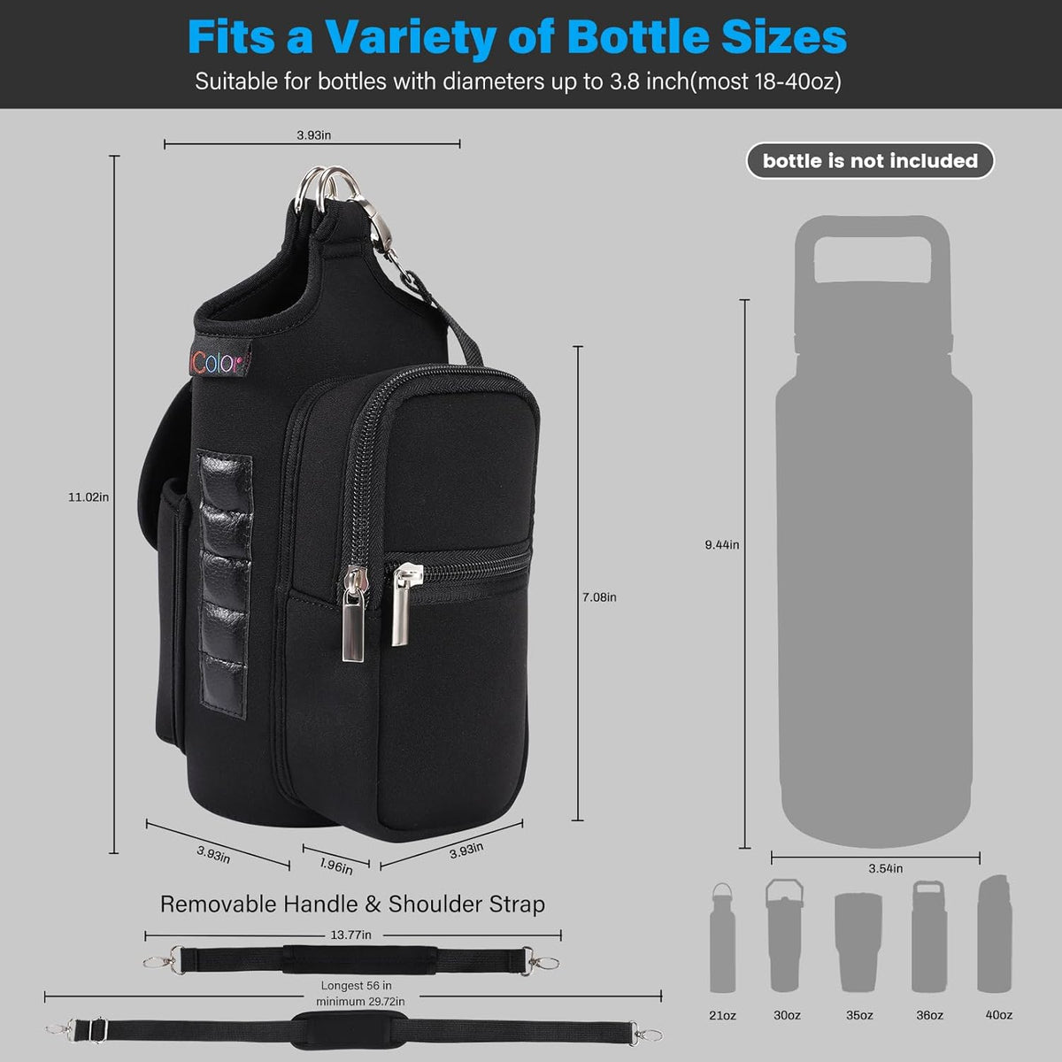 icolor Magnetic Gym Bag with Water Bottle Holder – Kinzd