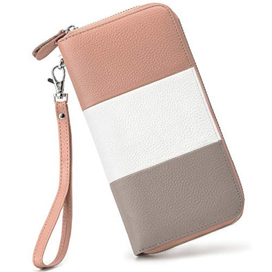 Moflycom Womens  RFID Blocking Genuine Leather  Zip Around Clutch  Wristlet Wallet