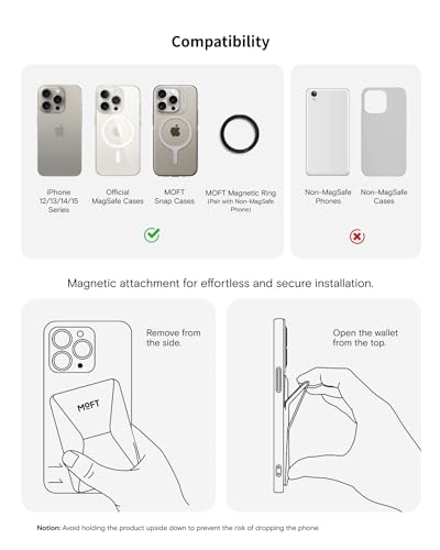 MOFT Magnetic Wallet Stand Compatible with iPhone 15/14/13/12 Series, Angle Adjustment & Magsafe Compatible MOVAS Phone Stand, Misty Cove