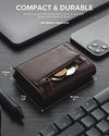 VULKIT Card Holder Wallet with Coin Pocket Magnetic Closure Pop Up Cards With ID Window Leather Wallet for Cash & Credit Cards, Espresso