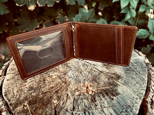 Genuine Leather Airtag Wallet | Credit Card Bifold Wallet for Apple Air Tag GPS