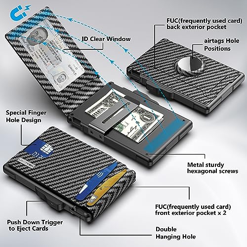 umoven AirTag Wallet for Men - with Pop Up Aluminum Case Money Clip