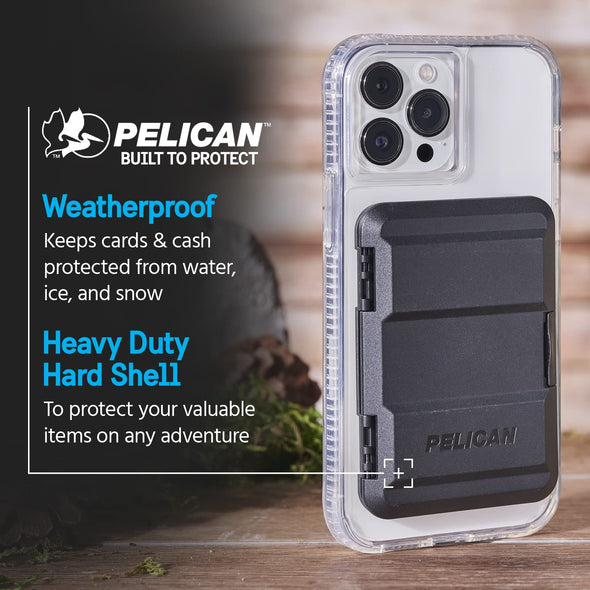 Pelican Magnetic Wallet & Card Holder - Heavy Duty Snap-on MagSafe Wallet - Detachable Hard Shell Lightweight iPhone Wallet - for iPhone 15 Pro Max/ 15 Pro/ 15/14 Pro Max/ 14 Pro/ 13 Pro Max - Black