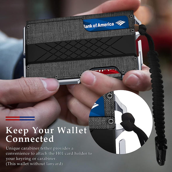 MURADIN Tactical Minimalist Wallet for Men, Slim RFID-Blocking Metal Card Holder