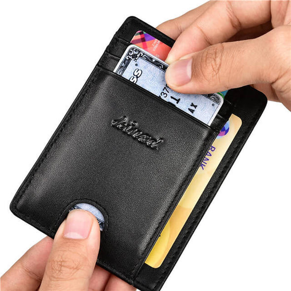 Black Slim Wallet with Finger Groove