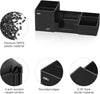 Deli Desk Organizer, Plastic Desktop Organizer with Pencil Holder and Sticky Note Tray, Office Stationery Supplies Organizers Accessories Caddy, 6 Compartments, Black