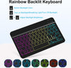 Case with Keyboard for Samsung Galaxy Tab A9 plus 11 Inch (SM-X210/X215/X216/X218),7 Color Rainbow Backlight Detachable USB-C Keyboard Magnetic Case with Pen Slot for Tablet A9+ 5G Black