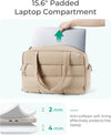BAGSMART Puffer Travel Duffel Bag, Small Gym Bag for Women, Water-Resistant Weekender with Shoe Compartment, Camel
