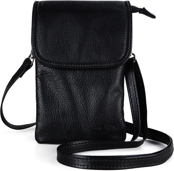 Befen Genuine Leather Small Crossbody Bags for Women Cell Phone Bag Cross Body Purses,Silver Zipper