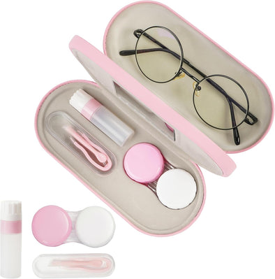 Eyeglass Case Double Sided Portable Contact Lens Box 2 in 1 Multifunction with Tool