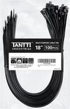 Zip Ties 18 Inch (100 Pack), Black, 60Lb Tensile Strength, UV Resistant Cable Ties for Indoor and Outdoor Use, by Tantti Supply