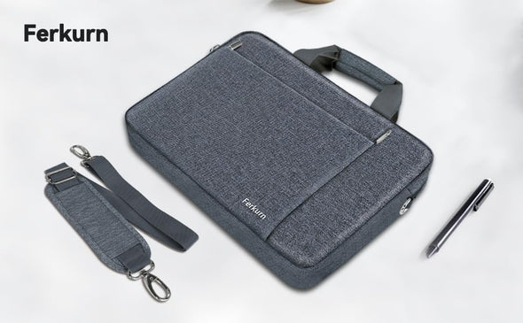 Ferkurn 17 17.3 Inch Laptop Bag Women Men Compatible with HP Envy Pavilion Omen/Lg Gram/Msi/Dell Inspiron Xps/Lenovo Thinkpad/Acer, Shoulder Strap Carrying Briefcase Messenger Computer Bag Case, Grey