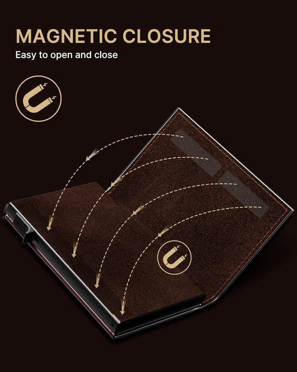 Mens Wallet Card Holder for Airtag: Leather Smart Wallet for Men Compatible with Apple Air Tag, RFID Blocking, Slim, Minimalist - 9-14 Card Capacity | ID Window | Cash Slot (Brown)