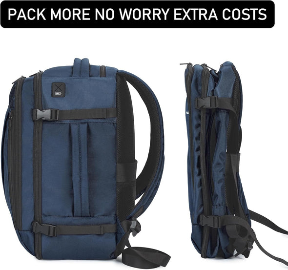 ECOHUB Travel Backpack 18X14X8 Spirit Airlines Personal Item Bag Carry on Backpack 13 Pockets Large Work Casual Daypack for Men Airline Approved Waterproof Gym Backpack with Charging Port, Blue