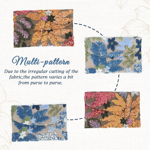 Oweisong Floral Clutch Purses for Women Summer Embroidery Purses Sequin Beaded Evening Bag for Formal