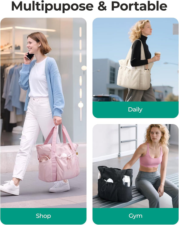 BAGSMART Tote Bag for Women, Tote Shoulder Bag with Laptop Compartment and Zipper Handbag for Travel, Work