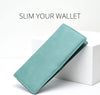 Alldaily Ultra Slim Thin Women Wallet RFID Blocking Credit Card Holder Bifold Long Ladies Billfold (Purist Blue)