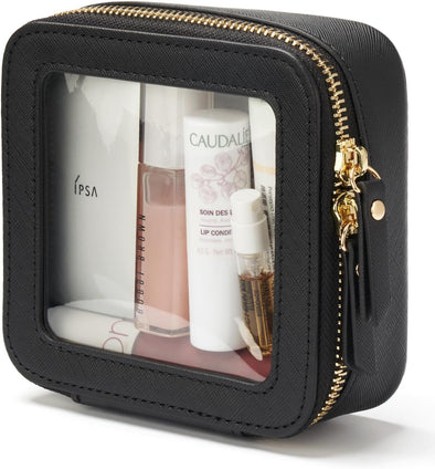 Popvibe Clear Makeup Bag Travel Cosmetic Case Transparent Toiletry Bag with Zipper, Portable Make up Organizer Traveling Compact Car Bag for Essentials