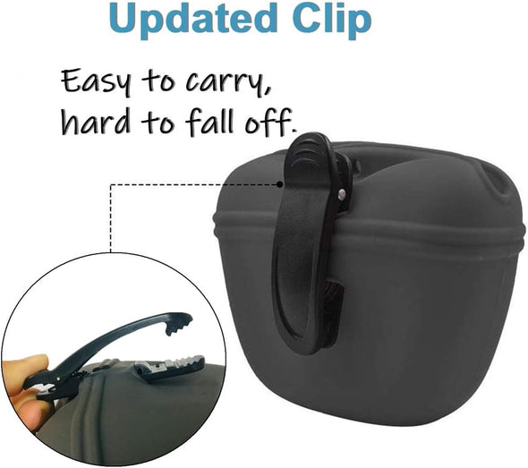Silicone Dog Treat Pouch-Small Training Bag-Portable Dog Treat Bag for Leash with Magnetic Closure and Waist Clip[Us Design Patent]