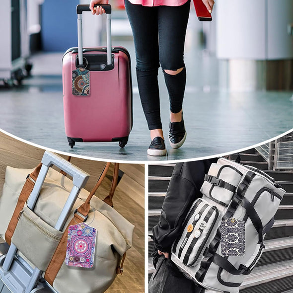 Fishent Luggage Tag, 3 Pack Travel Cruise Luggage Tags for Suitcases, Cute Suitcase Tags Identifiers Bag Tags with Privacy Flap, Baggage Name Tag for Women Men Luggage Backpack Handbag School Bag