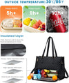 LOVEVOOK Lunch Tote Bag for Women, 15.6 Inch Laptop Bag with Insulated Lunch Compartment, Quilted Large Capacity Computer Handbag with Purse for Business, Work, Nurse, Office, Collage, Casual, Black