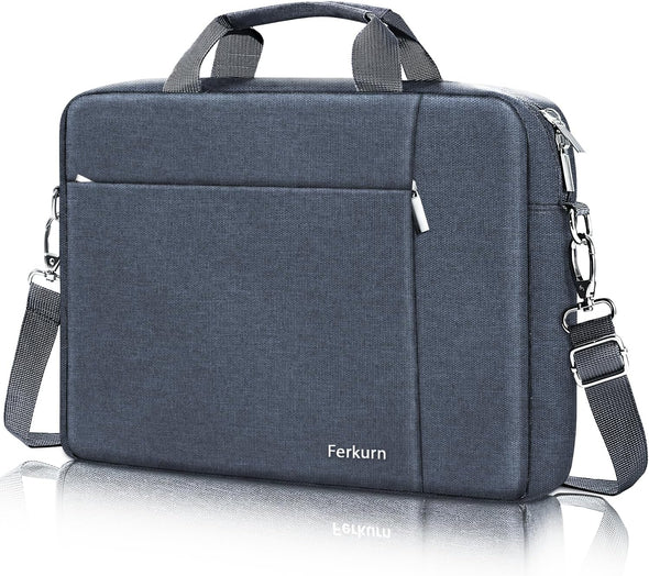 Ferkurn 17 17.3 Inch Laptop Bag Women Men Compatible with HP Envy Pavilion Omen/Lg Gram/Msi/Dell Inspiron Xps/Lenovo Thinkpad/Acer, Shoulder Strap Carrying Briefcase Messenger Computer Bag Case, Grey