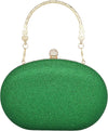 Rhinestone Clutch Purses for Women Evening Wedding Formal - round Pearl Clasp Handbag - Crystal Diamond Bag