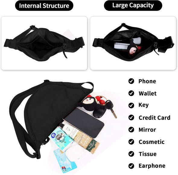 Small Nylon Crescent Crossbody Purses Bag for Women Men Trendy,Travel Sling Bag