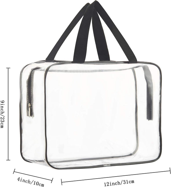 HAOGUAGUA 2-Piece Large Clear Makeup Cosmetic Organizer Bag, Plastic Tote Bags, Waterproof Transparent Handbag Purse