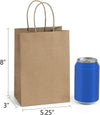 Bagdream Gift Bags 100Pcs 5.25X3X8 Small Kraft Paper Gift Bags with Handles Bulk, Brown Paper Sacks for Small Business, Retail, Merchandise, Wedding Birthday Party Favor