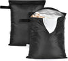 2 Pack Swimsuit & Towel Wet Dry Sack - 12 X 16 Inch Waterproof Clothes Bag with Handle & Zippered Oxford Cloth - Black