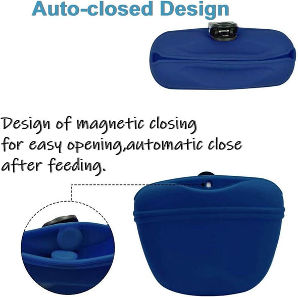 Silicone Dog Treat Pouch-Small Training Bag-Portable Dog Treat Bag for Leash with Magnetic Closure and Waist Clip[Us Design Patent]