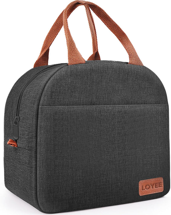 Lunch Bag Lunch Box for Women & Men, Large Capacity Insulated Lunch Bag for Adult, Leakproof Reusable Lunch Tote Bags for Work/Office/Travel/Picnic (Black)