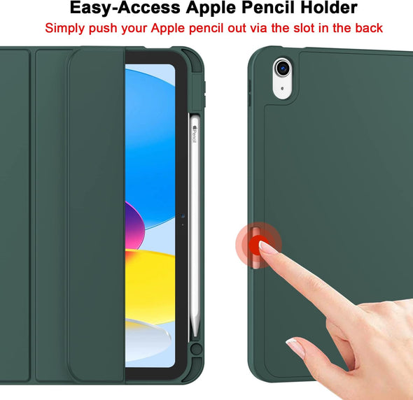 Zryxal Ipad (A16) Case/Ipad 10Th Generation Case [11-Inch 2025/10.9 Inch 2022] with Pencil Holder, Smart Cover with Soft TPU Back [Support Auto Wake/Sleep] (New Midnight Green)