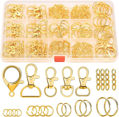 PAXCOO 300PCS Keychain Making Kit, Keychain Craft Supplies Including Key Chain Clips, Lanyard Snap Hooks, Key Rings and Jump Rings for Key Chain Making, Purse Making, Lanyard Making