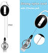 20 Pack Retractable Badge Holder with Carabiner Reel Clip, Badge Reel Bulk ID Card Key Holder with Ring, Heavy Duty Black Key Chain Extender for Office Work Employee