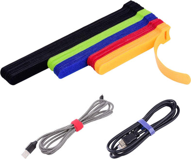 Oneleaf 60 Pcs Reusable Fastening Cable Ties with Hook and Loop, Multi-Purpose Cable Straps Wire Ties Cable Management, Adjustable Cord Organizer Ties for Computer/Tv/Electronics, 3 Sizes and 5 Colors