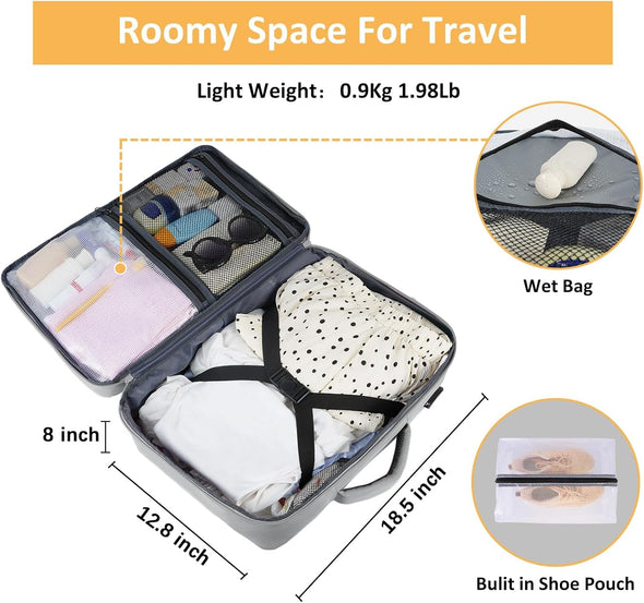 Taygeer Carry on Backpack for Men Women, Travel Backpack with USB Charging Port & Shoe Pouch, Laptop Mochila 17.3Inch Flight Approved, College Teacher Tote Bag for Business Travel, Grey