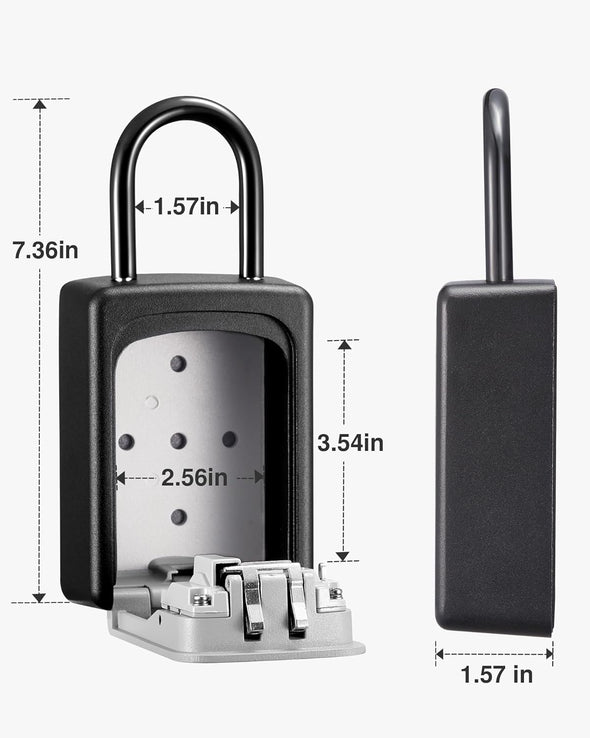 Puroma Lock Box, Large Key Lock Box Resettable Combination Code Lockbox, Portable Wall Mount Lockbox Waterproof Security Safe Box for outside Outdoor Home Office Door Handle House Key, Gray (1 Pack)