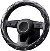 YOGURTCK Diamond Soft Leather Anti-Slip Steering Wheel Cover with Bling Bling Crystal Rhinestones, Universal 15 Inch for Women Girls, Fit Vehicles, Sedans, Suvs, Vans, Trucks - Black