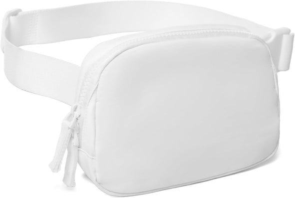 Belt Bag for Women Two-Way Zipper Cross Body Fanny Pack Fashion Waist Packs Everywhere Belt Bag with Adjustable Strap Gifts for Teen Girls Women Men (White)