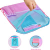 Nidoul Mesh Drawstring Bag with Zipper Pocket, Beach Bag for Swimming Gear Backpack Gym Storage Bag for Adult Kids (Pink Blue)