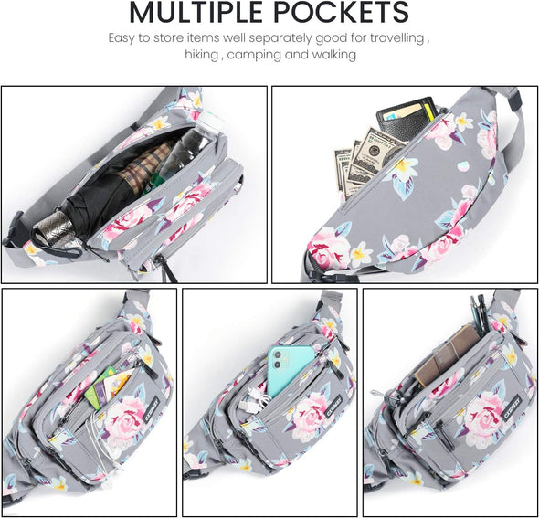 CXWMZY Fanny Packs for Women & Men Waist Pack Hip Bum Bag with Multi-Pockets Large Capacity Waterproof , for Disney Traveling Casual Cycling Running Hiking