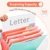 Forvencer Accordion File Organizer, Letter Size, 5 Pocket Expanding File Folder, Cute File Folder with Labels, Portable File Organizer for School Office Supplies, Folders for Documents, Jade