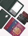 Passport Holder with Airtag Slot, Airtag Passport Wallet for Men, Slim Leather Passport Holder Case Family for Travel Anti-Lost, Green